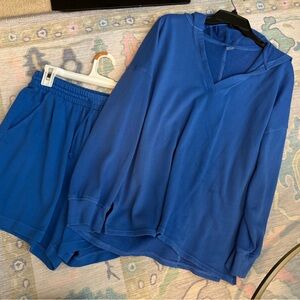 Blue Hoodie and Shorts Set